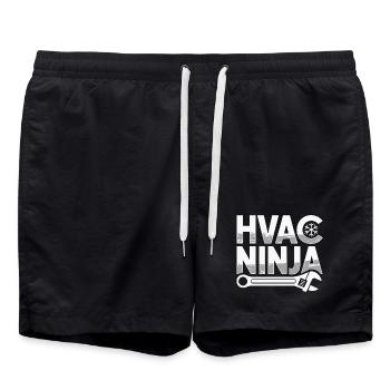 Funny HVAC Air Conditioning Repair HVAC Ninja Pros - Swim Trunks - black - Front - AI Model Male 185 light (185cm)