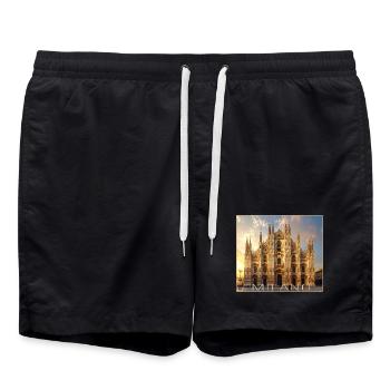 Mailand, Milano, Dom - Badeshorts - Schwarz - Vorne - AI Model Male 185 light (185cm)