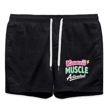Anime Strong Girl qui prend la Force - Short de bain - noir - Devant - AI Model Male 185 light (185cm)
