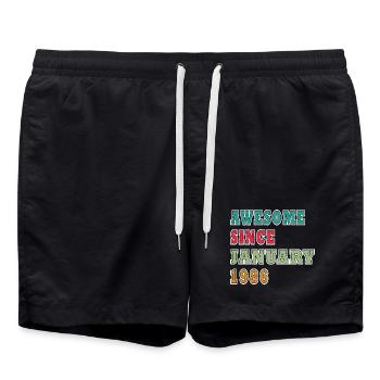 Cadeau d’anniversaire rétro vintage de janvier 1986 - Short de bain - noir - Devant - AI Model Male 185 light (185cm)