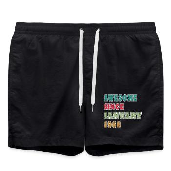 60e anniversaire Original Millésime janvier 1966 - Short de bain - noir - Devant - AI Model Male 185 light (185cm)