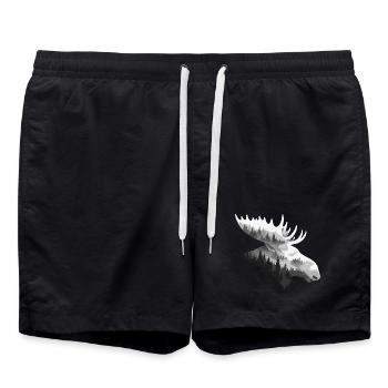 Elch, Wald, Natur, Wildnis, Outdoor, Tier - Badeshorts - Schwarz - Vorne - AI Model Male 185 light (185cm)