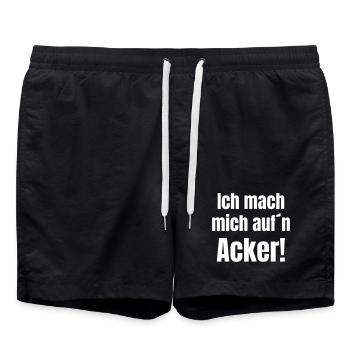 Ich mach mich aufn Acker - Badeshorts - Schwarz - Vorne - AI Model Male 185 light (185cm)