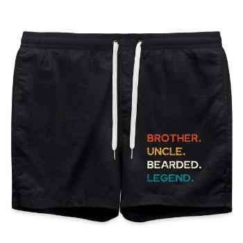 Bearded Legend: Bruder und Onkel - Badeshorts - Schwarz - Vorne - AI Model Male 185 light (185cm)