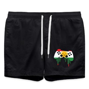 Kurdish gaming flag - Swim Trunks - black - Front - AI Model Male 185 light (185cm)