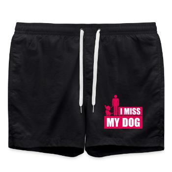 I Miss My Dog Hundeliebhaber Hunde Liebe Witz Logo - Badeshorts - Schwarz - Vorne - AI Model Male 185 light (185cm)