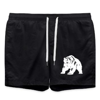 Grizzly Bear Silhouette - Swim Trunks - black - Front - AI Model Male 185 light (185cm)