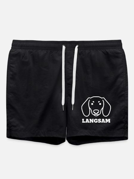 Langsamer Dackel Hund Linienstil - Badeshorts - Schwarz