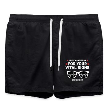 Humor Radiologist Vision X-Ray Vital Signs - Swim Trunks - black - Front - AI Model Male 185 light (185cm)