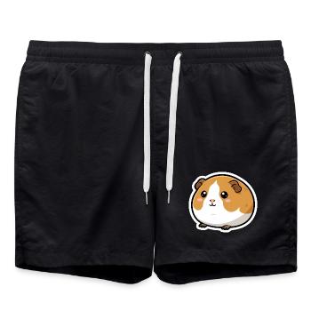 Meerschweinchen Kopf Sticker - Badeshorts - Schwarz - Vorne - AI Model Male 185 light (185cm)