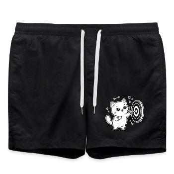 Kawaii Katze Dart Spieler - Badeshorts - Schwarz - Vorne - AI Model Male 185 light (185cm)