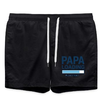 Papa loading please wait - Soon to be a dad? - Swim Trunks - black - Front - AI Model Male 185 light (185cm)