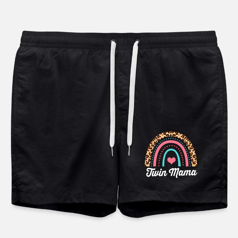 Zwillinge Mama Zwilling Mutter Geschenk - Badeshorts - Schwarz