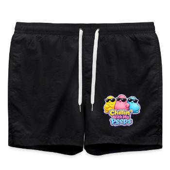 Chick, Spring, Flowers, Summer, Easter, Garden - Swim Trunks - black - Front - AI Model Male 185 light (185cm)