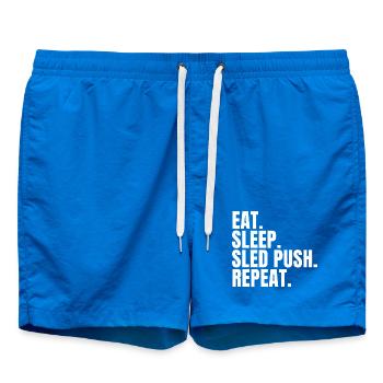 Essen, schlafen, Schlitten, schieben, wiederholen, lustiges Fitnessstudio-Workout - Badeshorts - Cobalt blue - Vorne