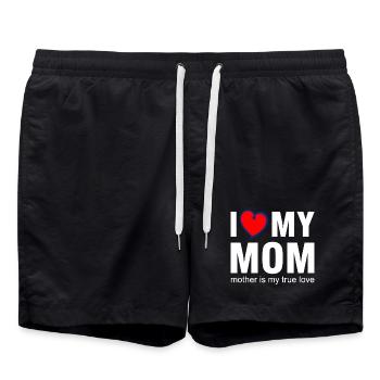 I Love My Mom True Love Shirt - Swim Trunks - black - Front - AI Model Male 185 light (185cm)