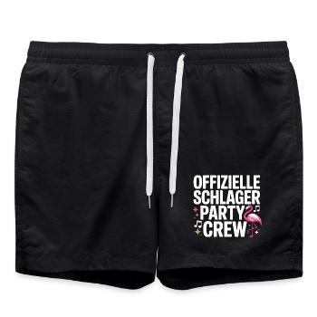 Schlager Party Crew Mallorca Flamingo JGA Malle - Badeshorts - Schwarz - Vorne - AI Model Male 185 light (185cm)