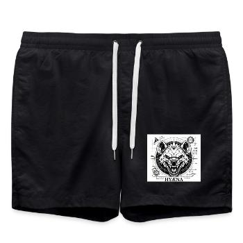 Geometrische Hyänenmaschine - Badeshorts - Schwarz - Vorne - AI Model Male 185 light (185cm)