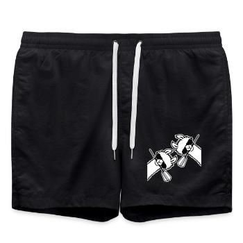 Zwei Coole Lamas Sonnenbrille Dartpfeil Maul Team - Badeshorts - Schwarz - Vorne - AI Model Male 185 light (185cm)