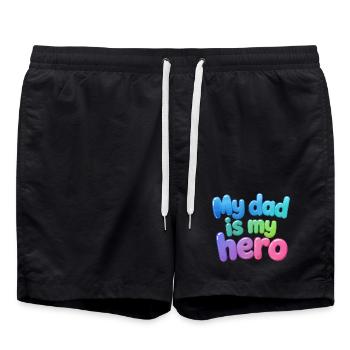 Mein Vater Ist Mein Held Bubbel-Design - Badeshorts - Schwarz - Vorne - AI Model Male 185 light (185cm)