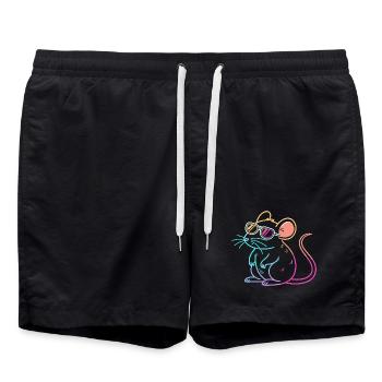 Regenbogenratten-Neonbrille - Badeshorts - Schwarz - Vorne - AI Model Male 185 light (185cm)