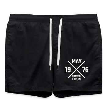 Limited Edition May 1976 Birthday Gift - Swim Trunks - black - Front - AI Model Male 185 light (185cm)