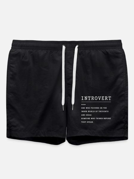 Introvert, anxiety, anxious, scaredy-cat - Swim Trunks - black