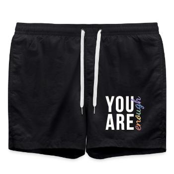 You Are Enough Typography Rainbow Pride - Swim Trunks - black - Front - AI Model Male 185 light (185cm)
