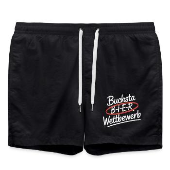 Bier Buchstabierwettbewerb Malle Party JGA Herren - Badeshorts - Schwarz - Vorne - AI Model Male 185 light (185cm)