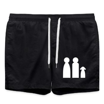 Couple with dog – Loving family design - Swim Trunks - black - Front - AI Model Male 185 light (185cm)