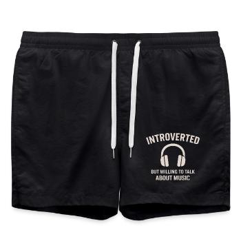Musik Introvertiert Kopfhörer Shirt - Badeshorts - Schwarz - Vorne - AI Model Male 185 light (185cm)