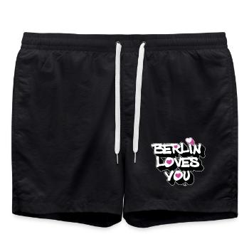 Berlin Loves You Heart 3D - Swim Trunks - black - Front - AI Model Male 185 light (185cm)