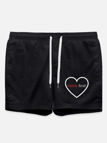 Family First! – Heart - Swim Trunks - black