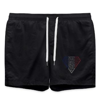 Drapeau français en motif de losange - Short de bain - noir - Devant - AI Model Male 185 light (185cm)