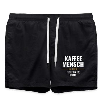 Kaffeemensch – Funktioniere später - Badeshorts - Schwarz - Vorne - AI Model Male 185 light (185cm)