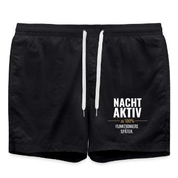 Nachtaktiv statt früh motiviert - Badeshorts - Schwarz - Vorne - AI Model Male 185 light (185cm)