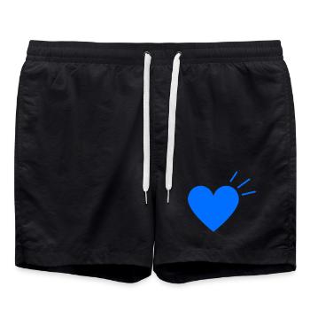 Blue Heart Shine | Minimal Design - Swim Trunks - black - Front - AI Model Male 185 light (185cm)
