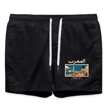 Marokko Casablanca Vintage Reise - Badeshorts - Schwarz - Vorne - AI Model Male 185 light (185cm)