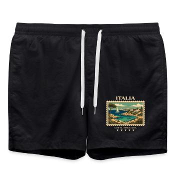 Italien Vintage Reisemarke - Badeshorts - Schwarz - Vorne - AI Model Male 185 light (185cm)