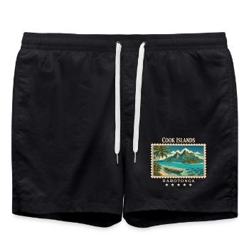 Cook Islands Rarotonga Vintage Travel Brand - Swim Trunks - black - Front - AI Model Male 185 light (185cm)