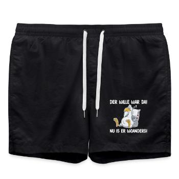 Schlafende Taube – Wille war da, lustige Sprüche - Badeshorts - Schwarz - Vorne - AI Model Male 185 light (185cm)