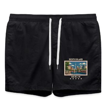 Deutschland Berlin Vintage Reisemarke - Badeshorts - Schwarz - Vorne - AI Model Male 185 light (185cm)