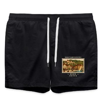 Ungarn Eger Vintage Reisemarke - Badeshorts - Schwarz - Vorne - AI Model Male 185 light (185cm)