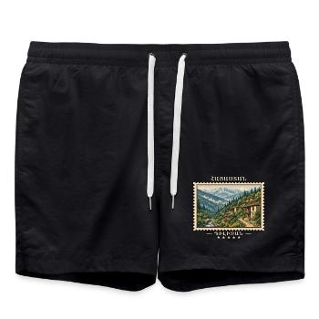 Marque de voyage vintage Armenia Dilijan - Short de bain - noir - Devant - AI Model Male 185 light (185cm)