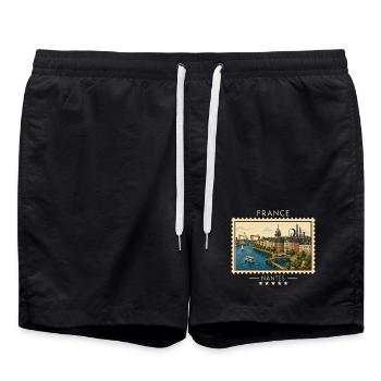 Frankreich Nantes Vintage Reisemarke - Badeshorts - Schwarz - Vorne - AI Model Male 185 light (185cm)