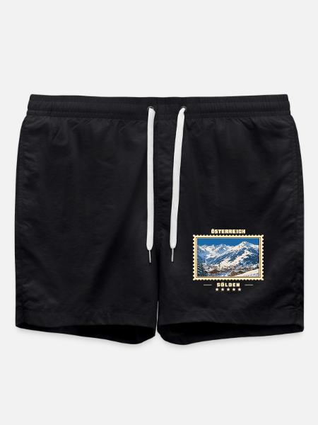 Österreich Sölden Winter Vintage Reisemarke - Badeshorts - Schwarz