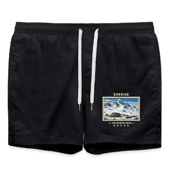 Schweden Riksgränsen Winter Vintage Reisemarke - Badeshorts - Schwarz - Vorne - AI Model Male 185 light (185cm)