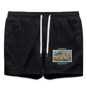 Schweden Marstrand Vintage Reisemarke - Badeshorts - Schwarz - Vorne - AI Model Male 185 light (185cm)