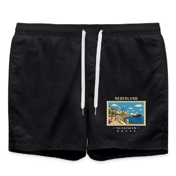 Nederland Vlissingen Vintage Reisemarke - Badeshorts - Schwarz - Vorne - AI Model Male 185 light (185cm)
