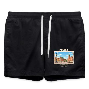 Polska Warszawa Vintage Reisemarke - Badeshorts - Schwarz - Vorne - AI Model Male 185 light (185cm)